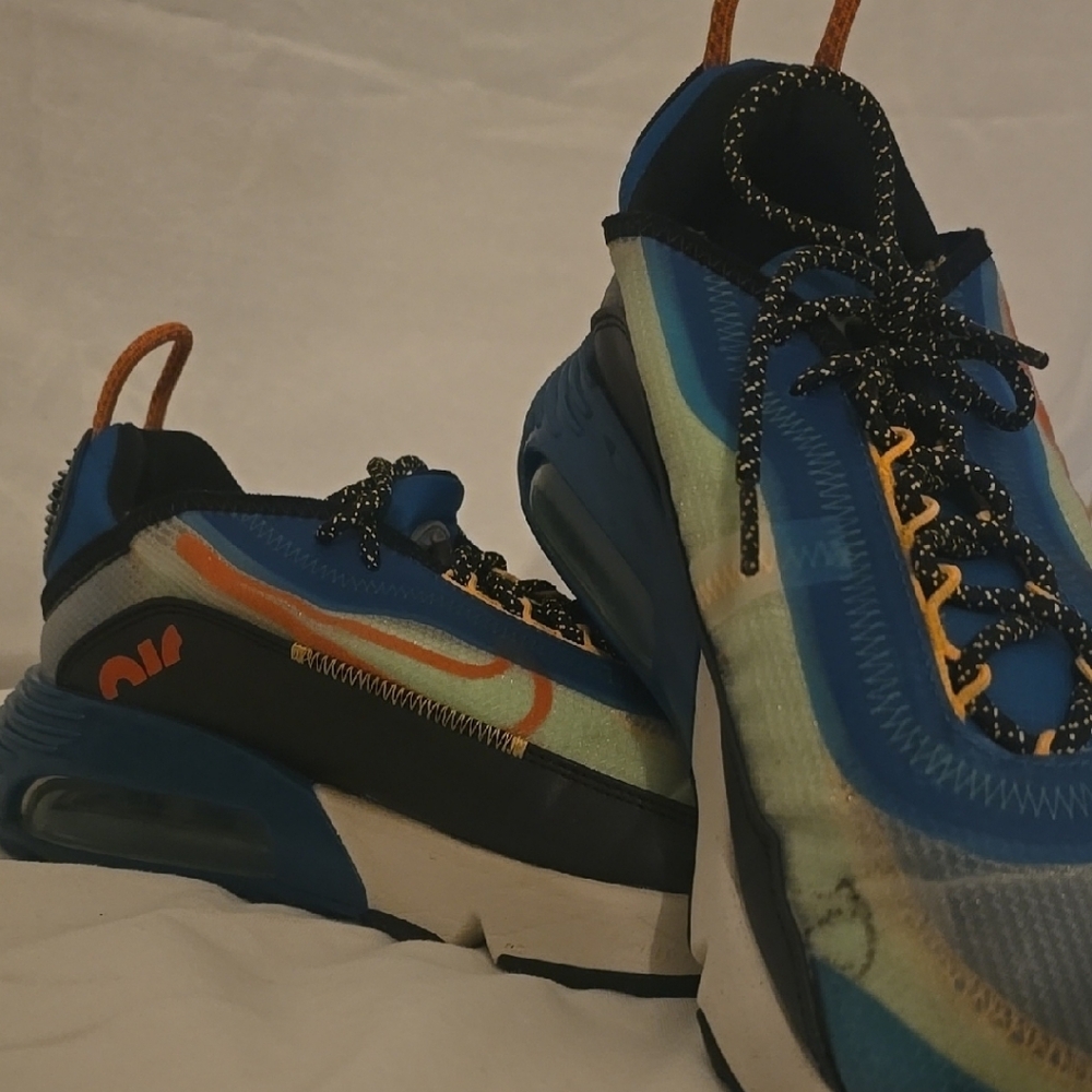 Kids Blue and Orange Sneakers